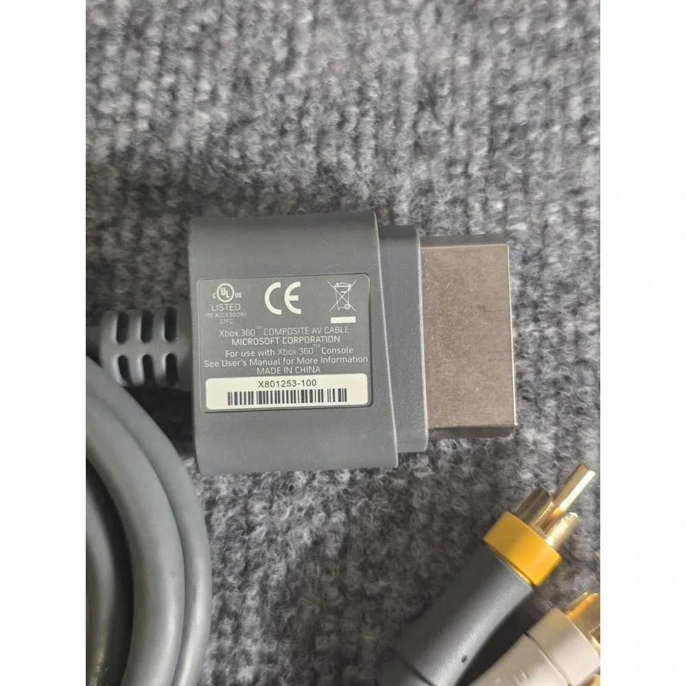 Genuine Microsoft Xbox 360 Composite AV Cable -Standard RCA Audio Video Cord NEW